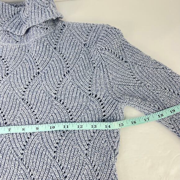 NEW Sundance Silk Cotton Blend Blue Champlain Turtleneck Textured Sweater XS - Picture 8 of 9